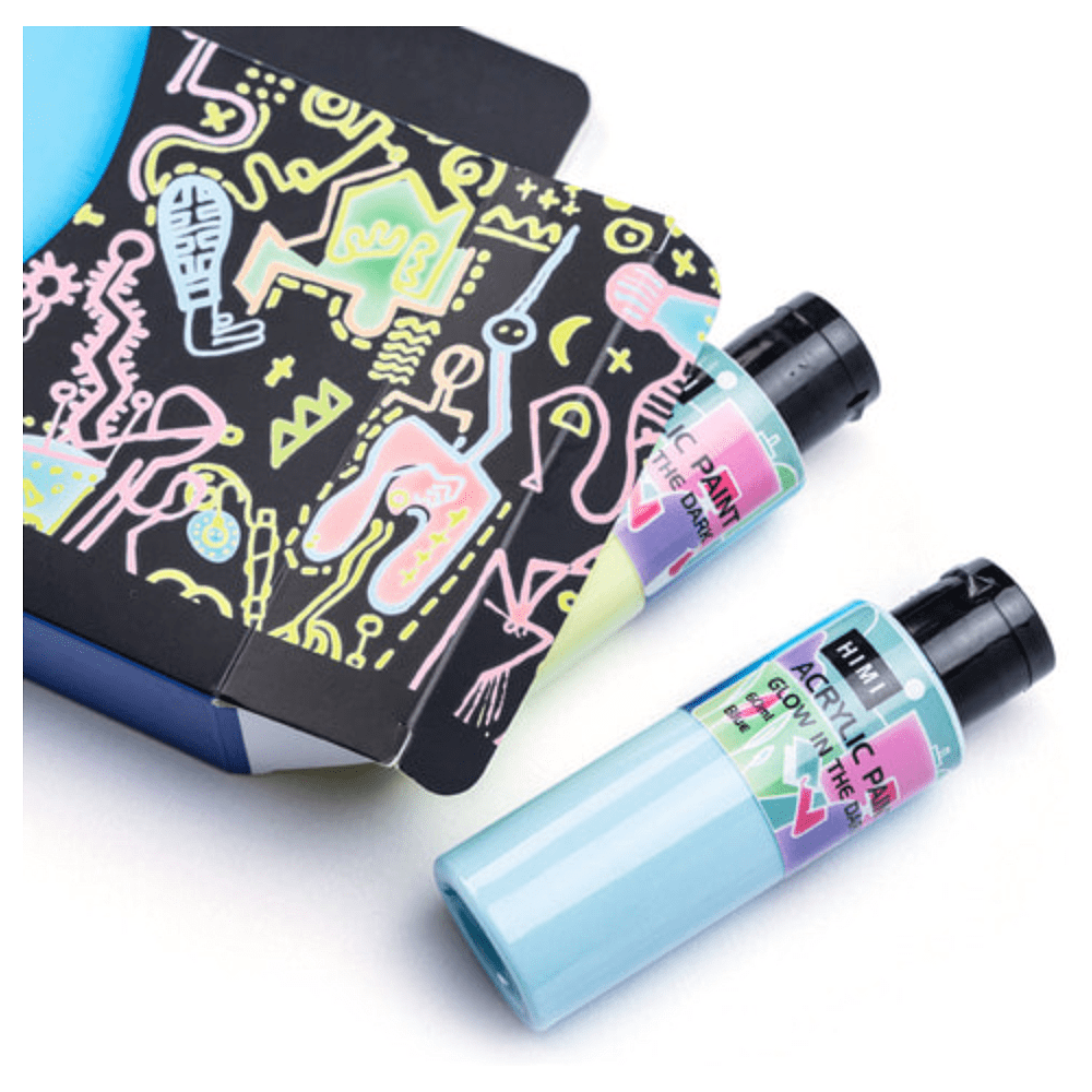 Краски акриловые "Himi", 6 цветов, светящиеся в темноте, флаконы - 10