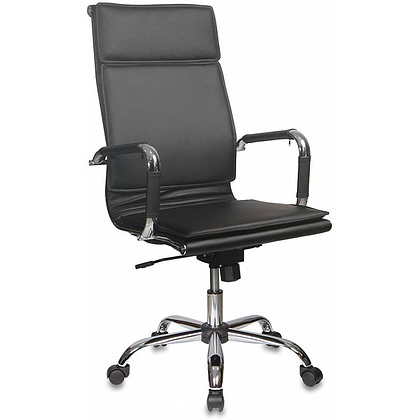 Кресло для руководителя "Бюрократ CH-993" высокая спинка, кожзам, хром, черный