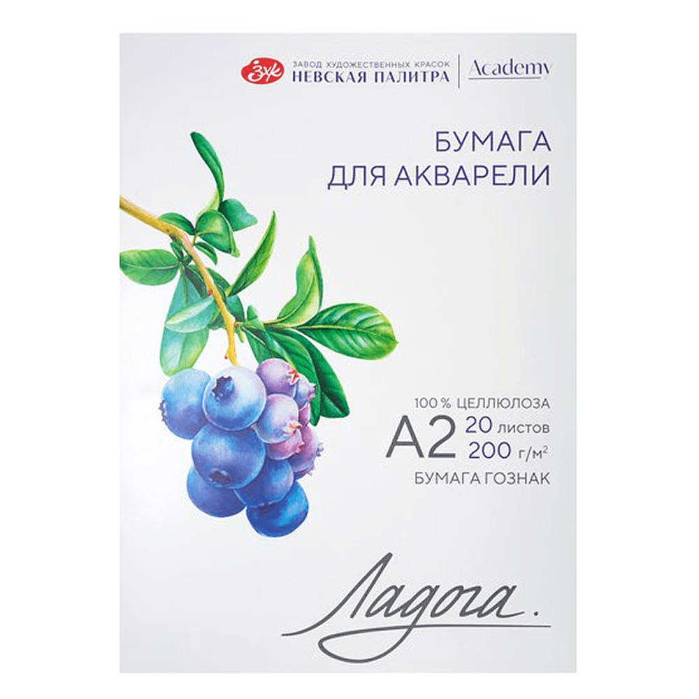 Блок бумаги для акварели "Ладога", А2, 20 листов, среднее зерно