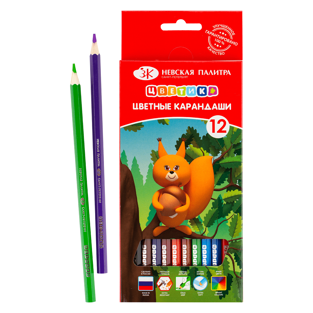 Цветные карандаши "Цветик", 12 шт, шестигранные - 4
