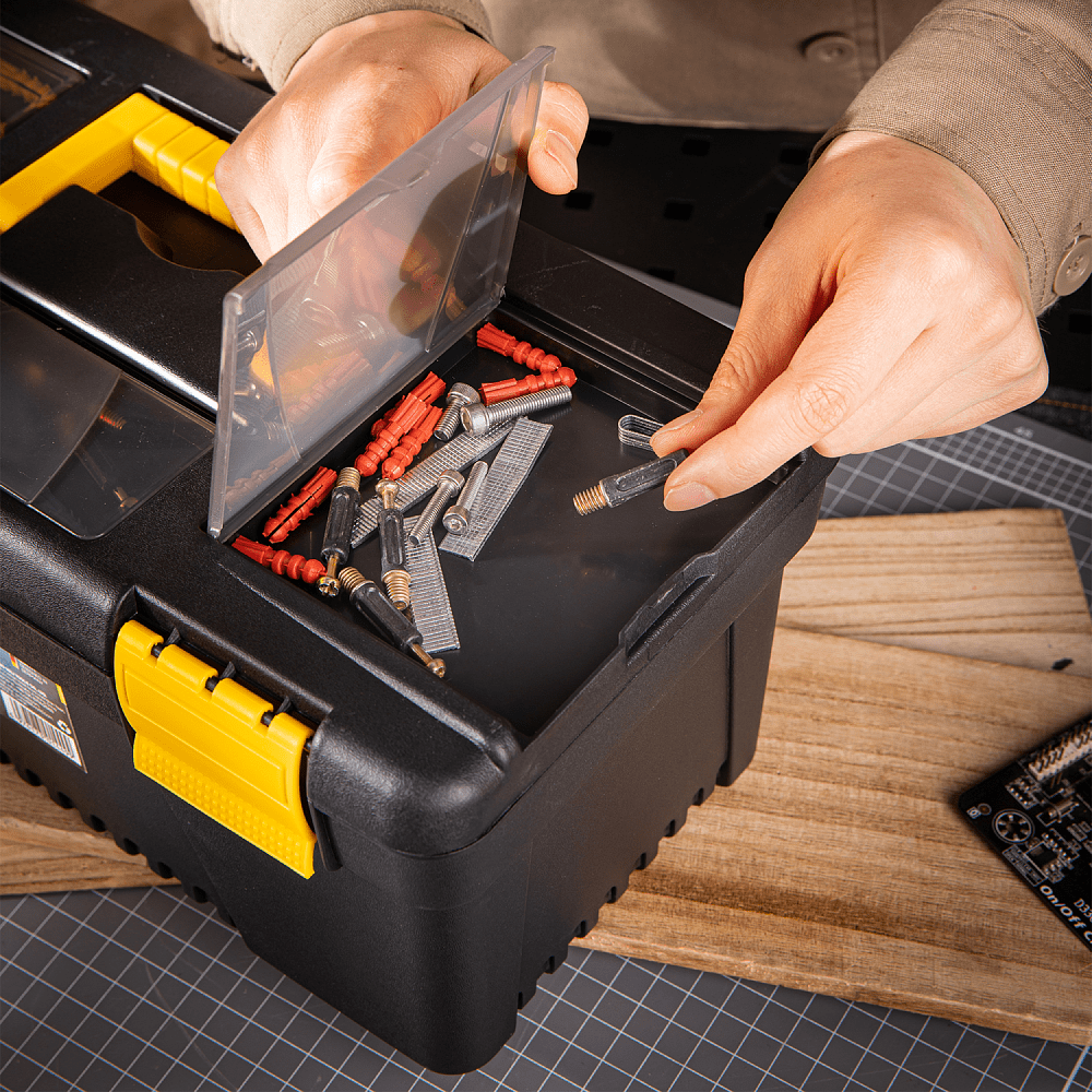 Ящик для инструмента Deli "EDL432414", 355х180х155 мм, пластмасса - 6