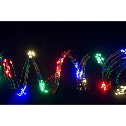 Гирлянда LED "Нить" с насадками "Роса", 10x2 м, разноцветный
