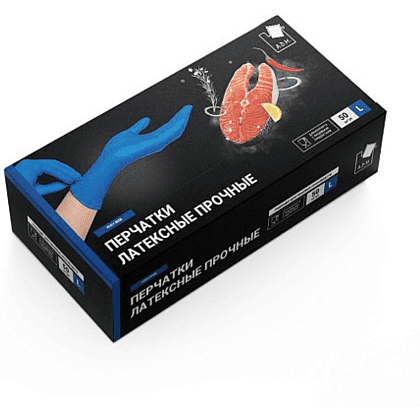 Перчатки латексные одноразовые A.D.M. High Risk, прочные, р-р L, 50 шт/упак, синий