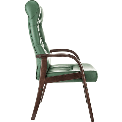 Кресло Бюрократ T-9928WALNUT-CF, натуральная  кожа, зеленый, каркас дерево  - 3