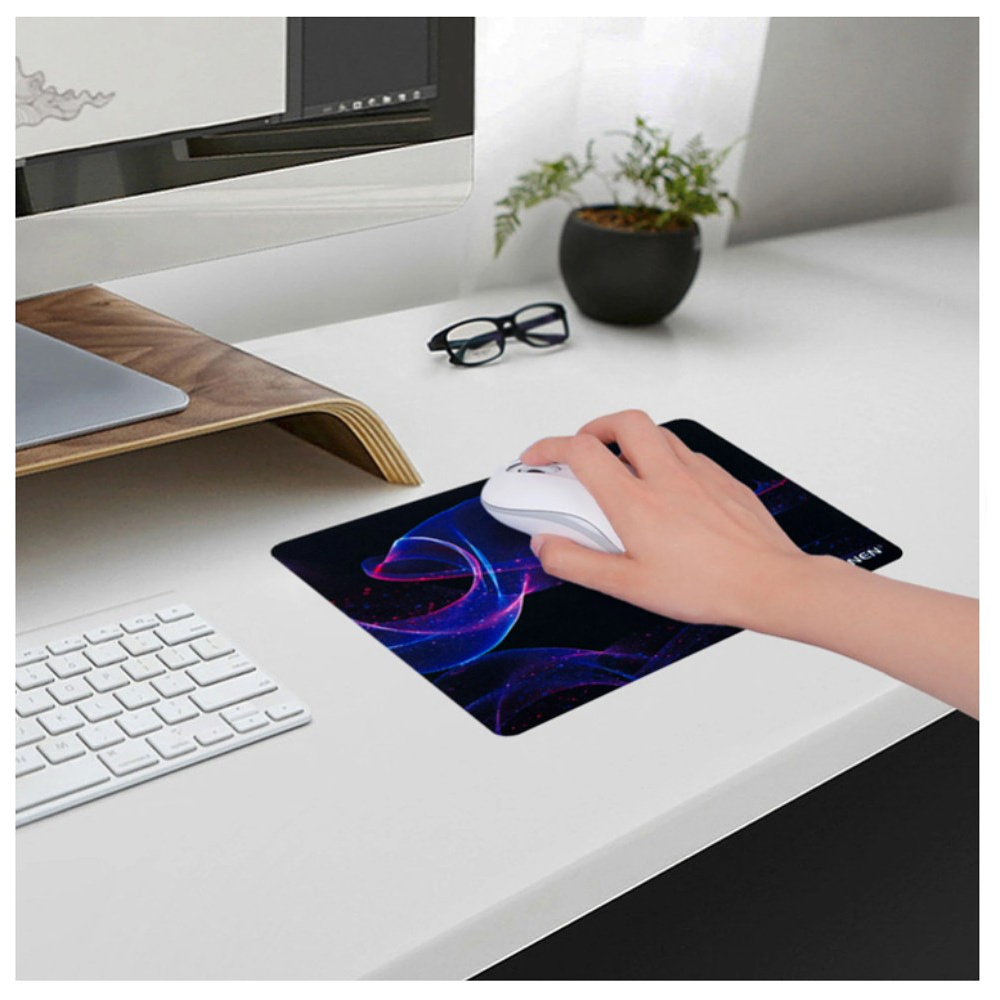 Коврик для мыши "Neon Wave", 250х200х2 мм, ткань, черный - 4