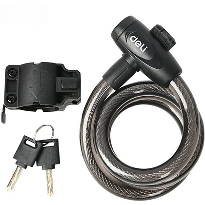 Замок тросовый велосипедный Deli YS EDL508063, 15х1200мм, ключи 2 шт