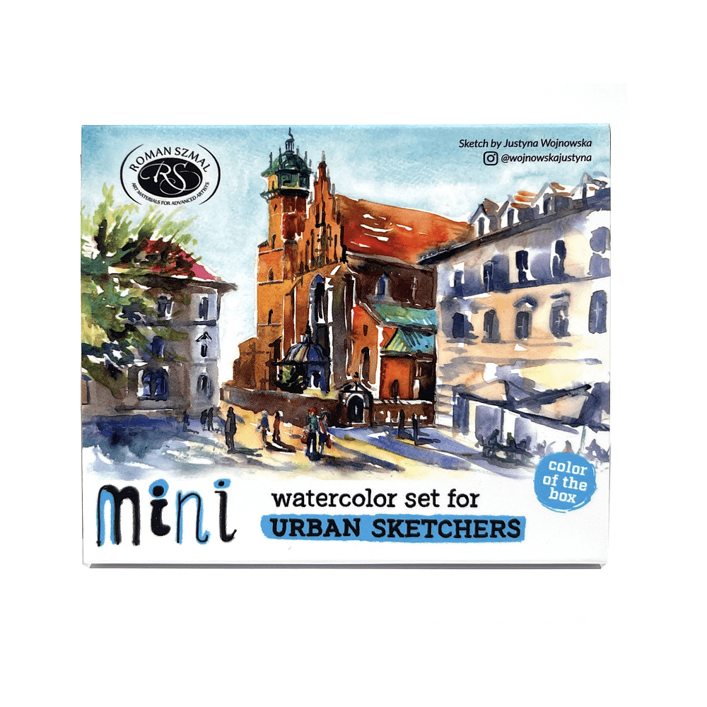 Краски акварельные "Aquarius. Mini Urban Sketcher set", 8 цветов, полукюветы, коробка, голубая - 2