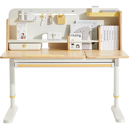 Стол Ergosmart регулируемый Galleon, 1200х700х(520-760) мм, гевея беленая, с книжной полкой - 3