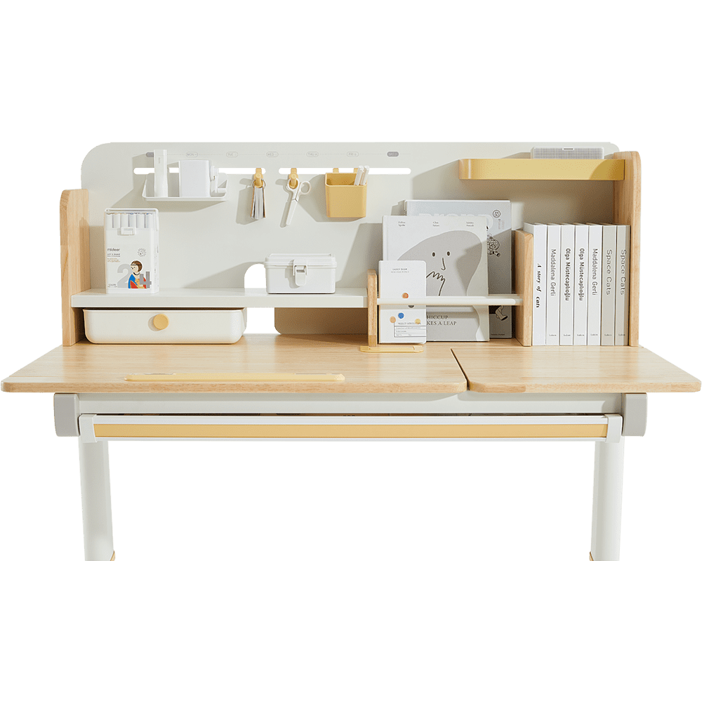 Стол Ergosmart регулируемый Galleon, 1200х700х(520-760) мм, гевея беленая, с книжной полкой - 6