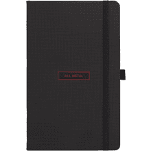 Блокнот "All metal red", А5, 96 листов, на резинке, черный, срез красный