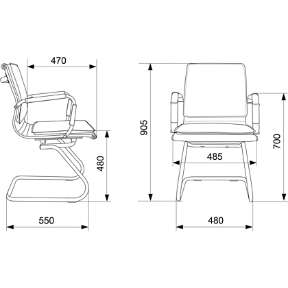 Кресло на полозьях "Бюрократ Ch-993-Low-V", экокожа, красный, металл хром - 4