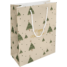 Пакет бумажный подарочный "Елки", 25х32х12 см, молочный