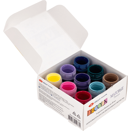 Краска акриловая матовая "Декола ривьера", набор 9 цветов, 20 мл, банки - 5