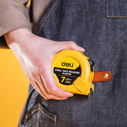 Рулетка Deli YS EDL9075B, 7.5 м х 25 мм, желтый - 6