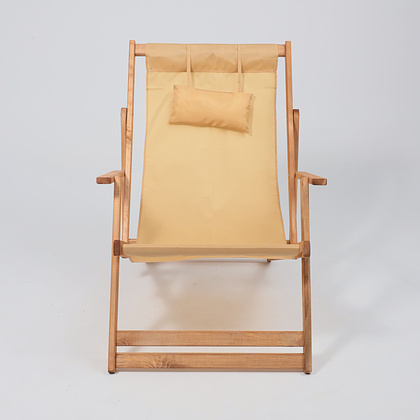 Кресло-шезлонг DYATEL с подлокотниками, ткань, бежевый, массив сосны - 2