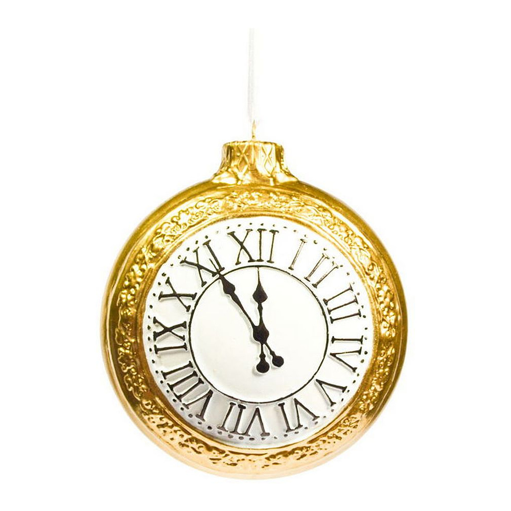 Украшение елочное "Карманные часы", желтый, белый