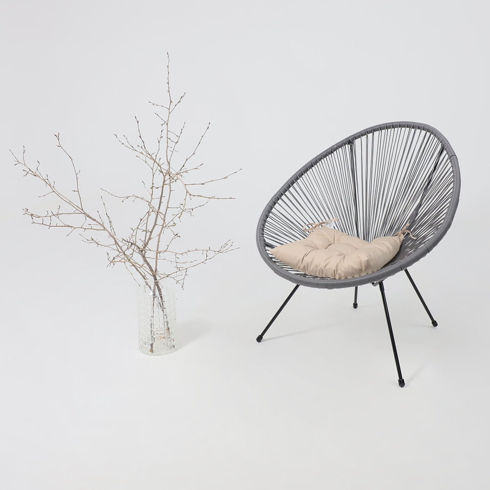 Кресло садовое AksHome RIMINI, искусственный ротанг, серый - 3