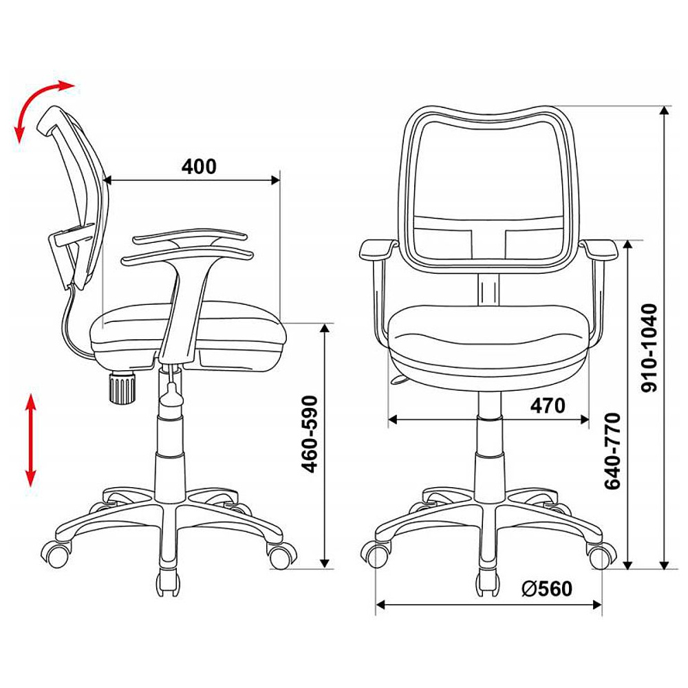 Кресло для детей Бюрократ "CH-W797/OR/TW-96-1", сетчатая ткань, пластик, оранжевый - 3