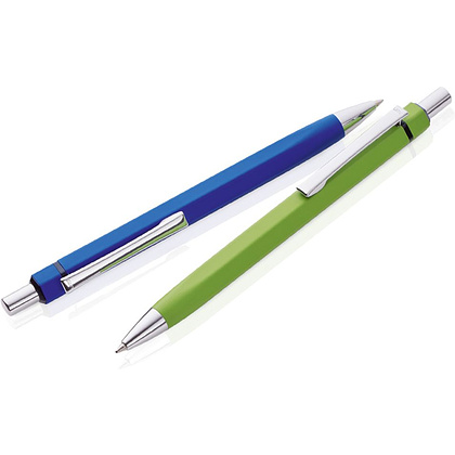 Ручка шариковая автоматическая "Six", 1.0 мм, белый, серебристый, стерж. синий - 2