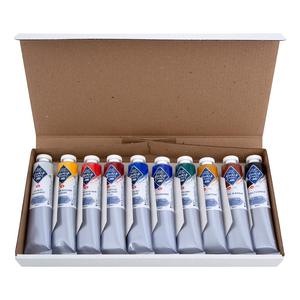 Краски темперные "Мастер Класс", набор 10 цветов, тубы - 3