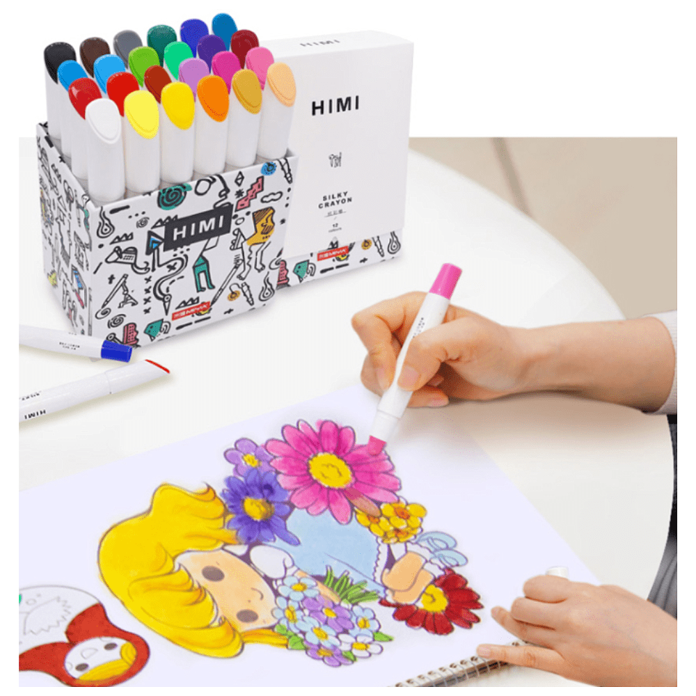 Мелки восковые "Himi Silky Crayon", 24 цвета, ассорти - 7