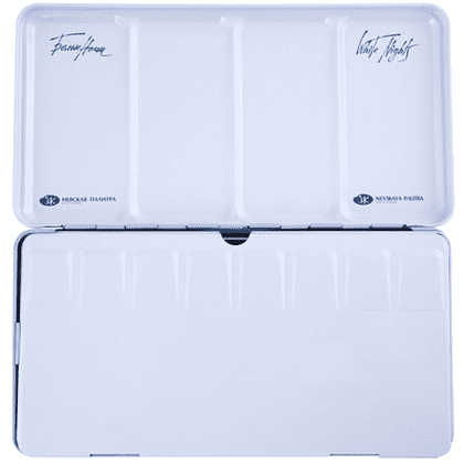 Пенал для акварели "Белые ночи" на 35 кювет, металл, светло-голубой - 3