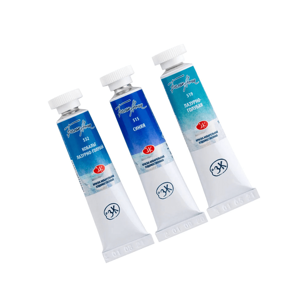 Краски акварельные "Белые ночи вода", 3 цвета, тубы - 3