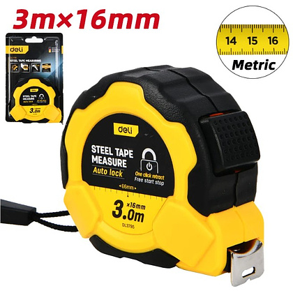 Рулетка Deli YS EDL3795, 3 м х 16 мм, желтый, черный - 2