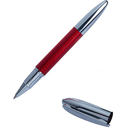 Ручка-роллер "Senator Solaris", 0.5 мм, красный, серебристый, стерж. синий - 3