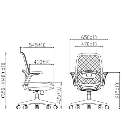 Кресло для персонала SitZone "CH-537B-BS", ткань, пластик, серый, белый - 6
