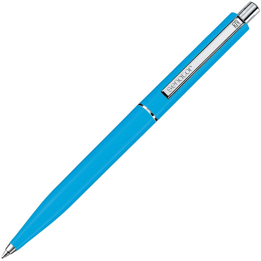 Ручка шариковая автоматическая "Senator Point Polished", 1.0 мм, голубой, стерж. синий