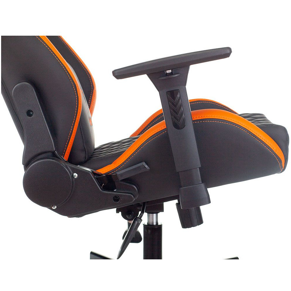 Кресло игровое Бюрократ "Knight Outrider", экокожа, металл, черный, оранжевый, ромбик - 9