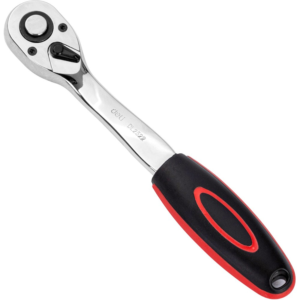 Ключ-трещотка Deli RS EDL2522 1/2", 254 мм, 72 зуба, черный, красный