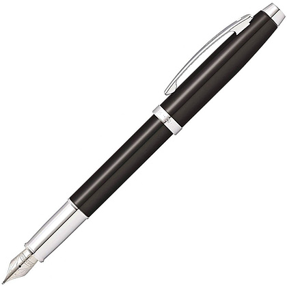 Ручка перьевая "Sheaffer 100 Brushed Chrome", M, черный, серебристый, патрон черный, синий