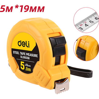 Рулетка Deli "9005B", 5 м, желтый - 2
