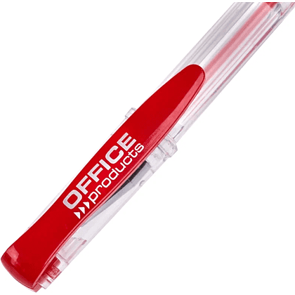 Ручка гелевая "Office Products", 0.5 мм, прозрачный, стерж. красный - 4