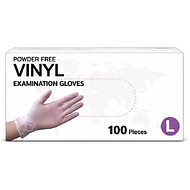 Перчатки виниловые одноразовые, р-р L, 100 шт./уп., прозрачный