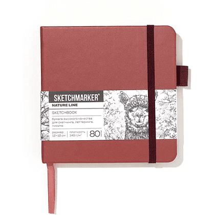 Скетчбук "Sketchmarker", 12х12 см, 140 г/м2, 80 листов, красный винтаж