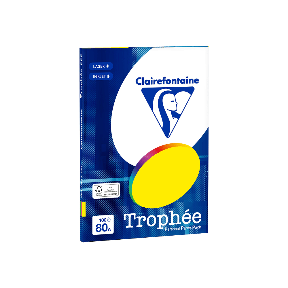 Бумага цветная "Trophée", А4, 100 листов, 80 г/м2, ассорти яркий