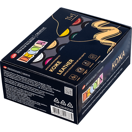 Краска акриловая по коже "Декола", набор 11 цветов, банки, лак, 20 мл - 3