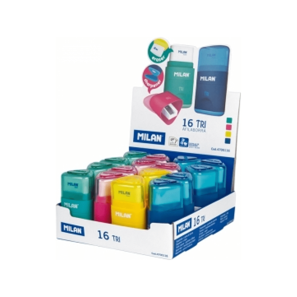 Точилка "Tri" с ластиком, 1 отверстие, с контейнером - 2