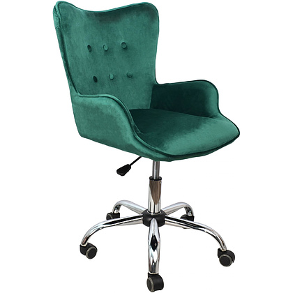 Кресло для персонала AksHome "Bella", велюр, металл, темно-зеленый