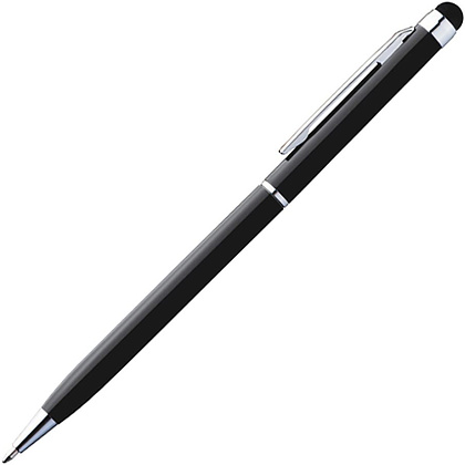 Ручка шариковая автоматическая "New Orleans" со стилусом, 0,7 мм, черный, серебристый, стерж. синий