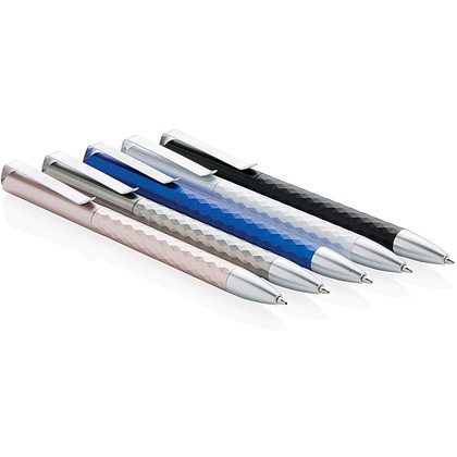 Ручка шариковая автоматическая Xindao "X3.1", 1.0 мм, черный, серебристый, стерж. синий - 5