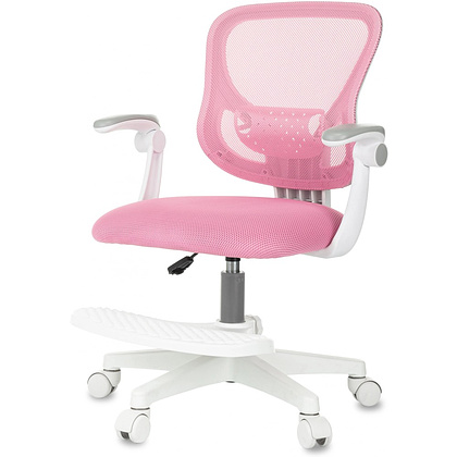 Кресло детское Бюрократ Burokids 3, сетка, ткань, пластик, корпус белый, подставка для ног, розовый - 3