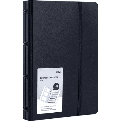 Визитница настольная "Deli", 140х198 мм, 90 карт, черный