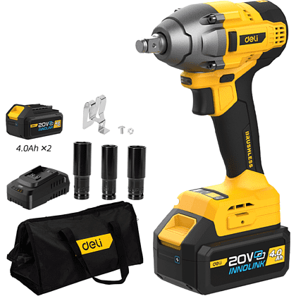 Аккумуляторный гайковерт Deli YS EDC230, 20 В, 320 Нм, 2 АКБ, 4 Ач, З/У 2А, коробка - 5