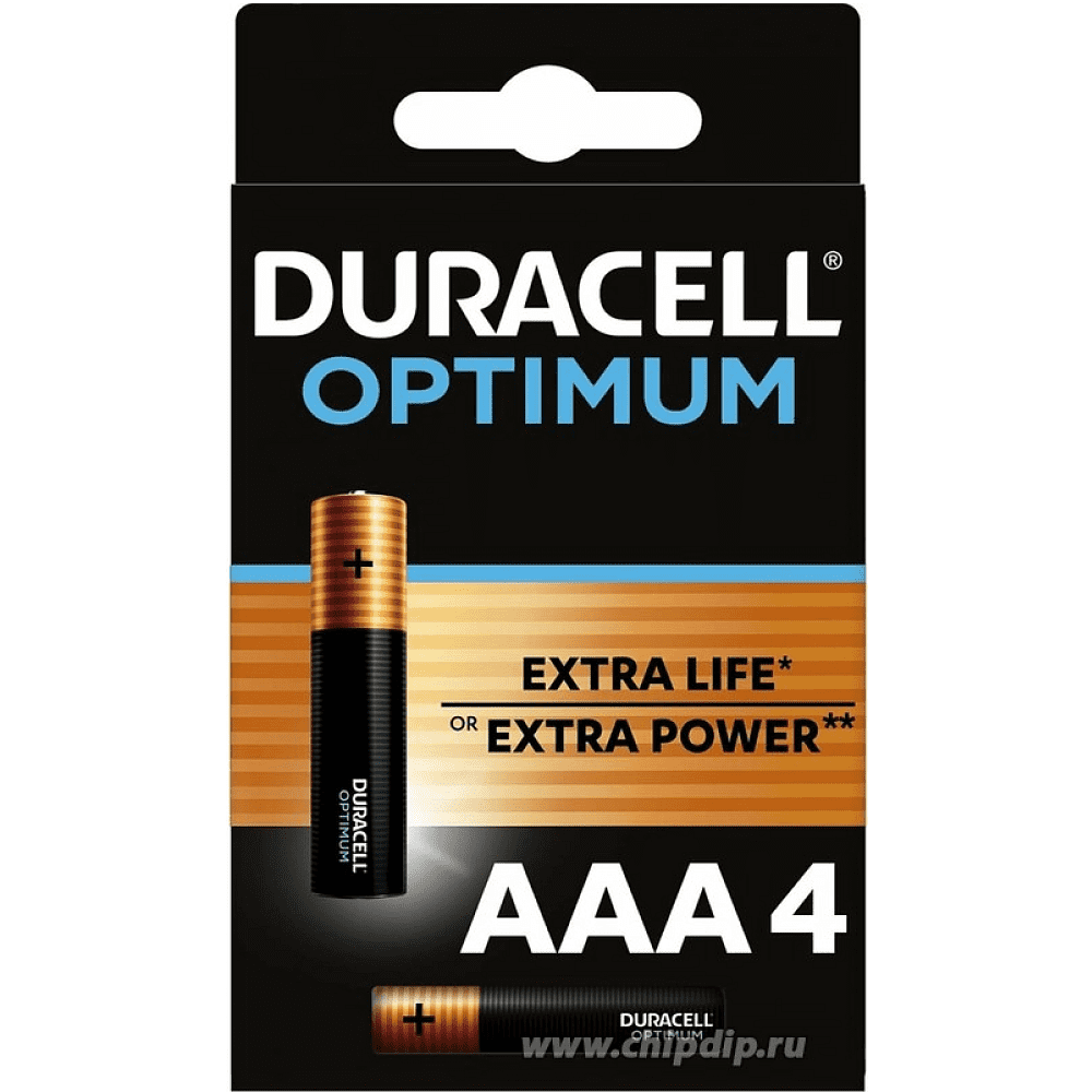 Батарейки алкалиновые DURACELL "Optimum LR03/MX2400 (AAA)", 4 шт