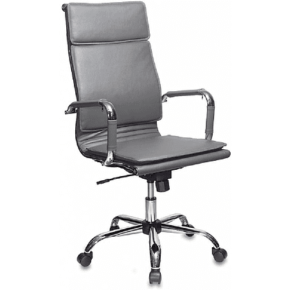 Кресло для руководителя "Бюрократ CH-993" высокая спинка, экокожа, хром, серый