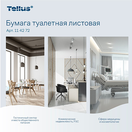 Бумага туалетная  Tellus Стандарт, TР3, листовая, 250 листов, 1 слой - 13
